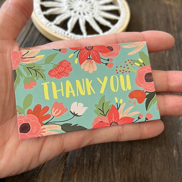 📦3/$20 - 25 Thank You cards for orders - blue floral - Picture 2 of 3